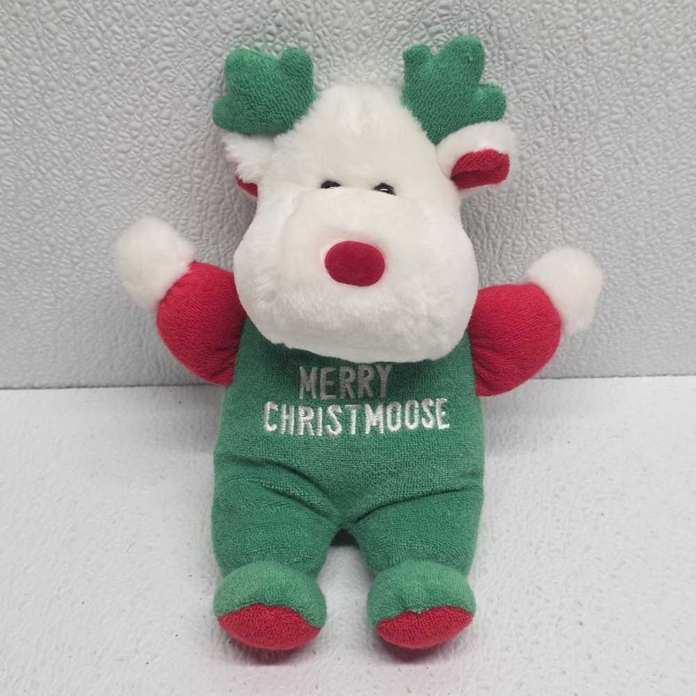 Soft Dreams Cheryl Ann Merry Christmoose Christmas Terrycloth 8" Plush Rattle